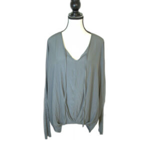 Lola & Sophie Gray Satin/Knit Dolman Sleeve Oversized Top Women's Size Medium